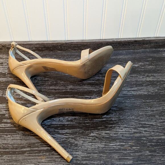 David's Bridal Larissa Tan Patent High Heel with Ankle Strap Size 9 - Picture 7 of 7